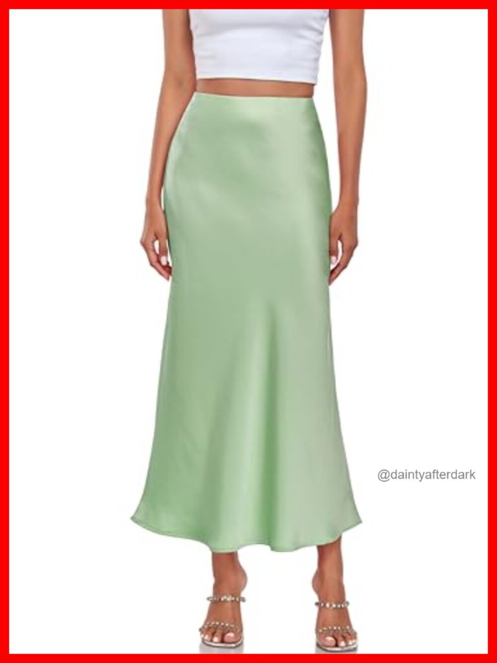 Silk Satin Maxi Skirt High Waist Elastic A-Line Long Skirt